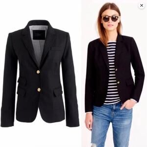 J crew J.CREW schoolboy blazer womens size 6 navy blue wool gold button academia